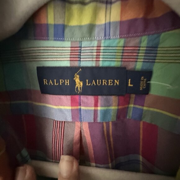 Ralph Lauren Polo Classic All-American Plaid Button-up Classic Fit Shirt Size L - Picture 3 of 5